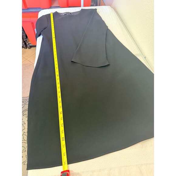 Lafayette 148 New York Pleated A-Line Black MIDI Dress Size M Classic Minimalist - Picture 8 of 16